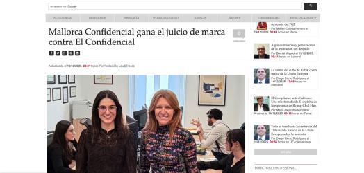 Law&Trends: Mallorca Confidencial gana el juicio de marca contra El Confidencial