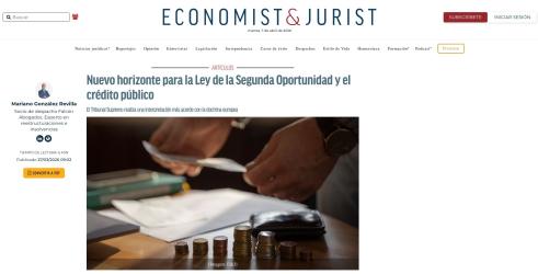 Economist&Jurist: Nuevo horizonte para la Ley de la Segunda Oportunidad y el crédito público